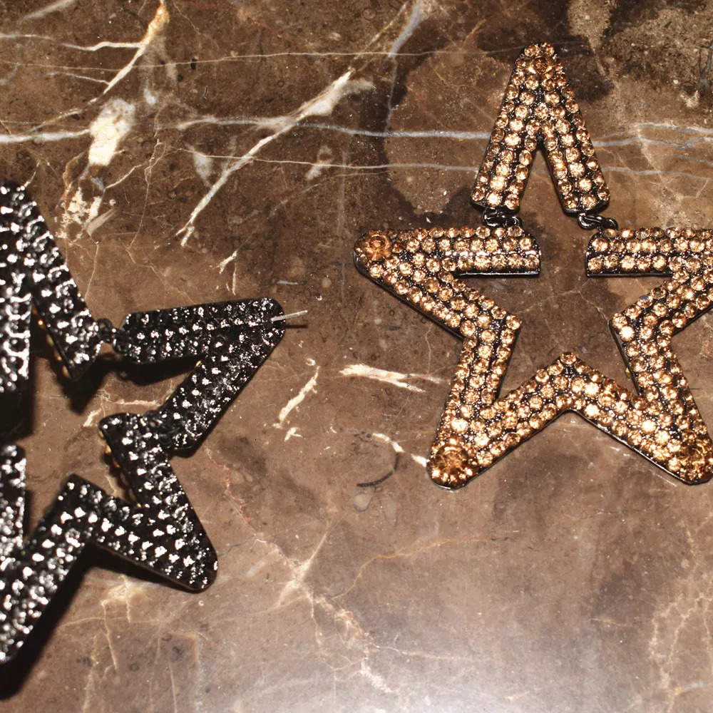 Baroque Style Alloy Rhinestone Star Pendant Dangle Earrings For Women Fashion Jewelry Maxi Girls Statement Earrings Accessories 250120