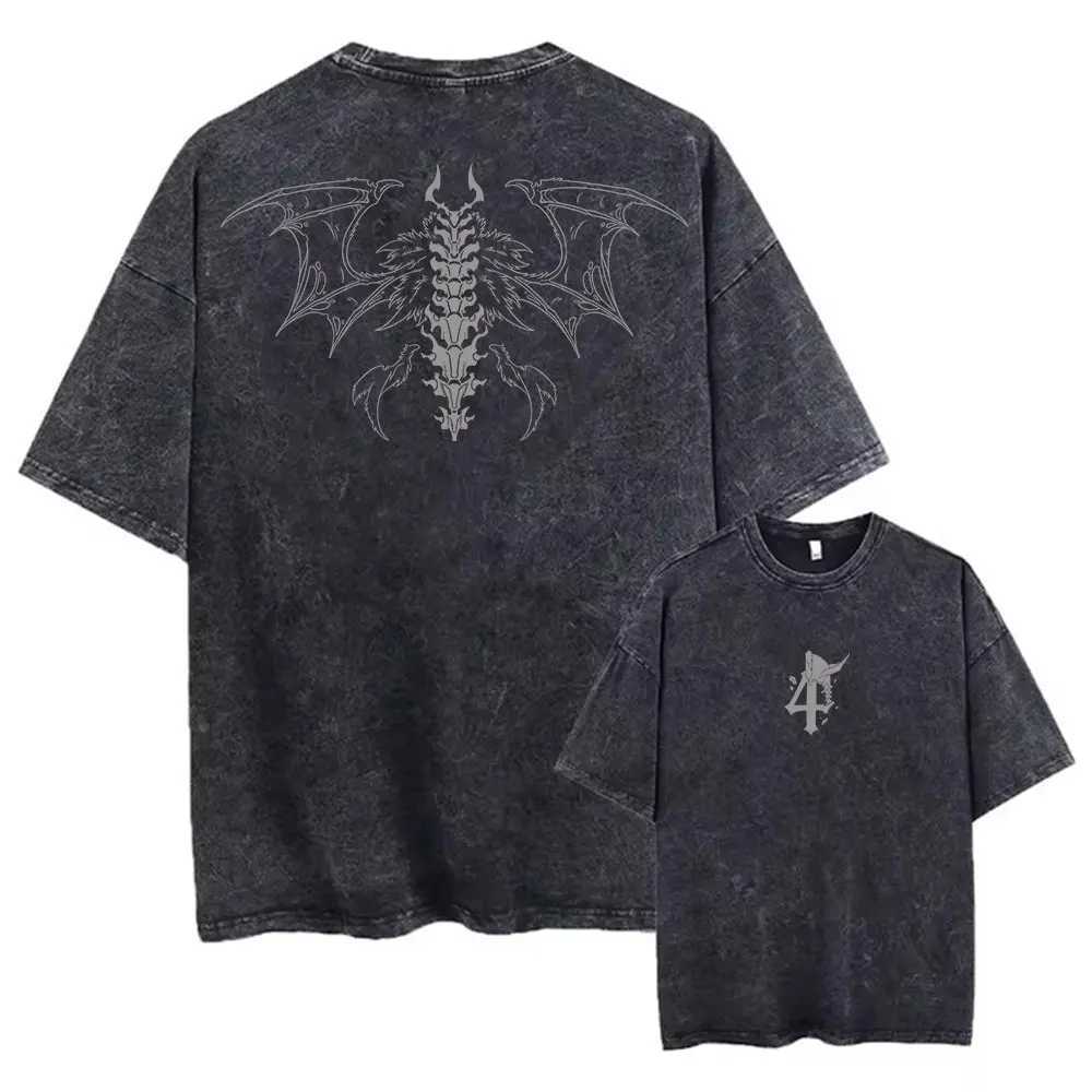 Washed Tshirts Y2K Summer Men Women Anime Bleach Print T-shirt Casual 00%Cotton Punk Gothic Vintage Hip Hop Top Tee W250117