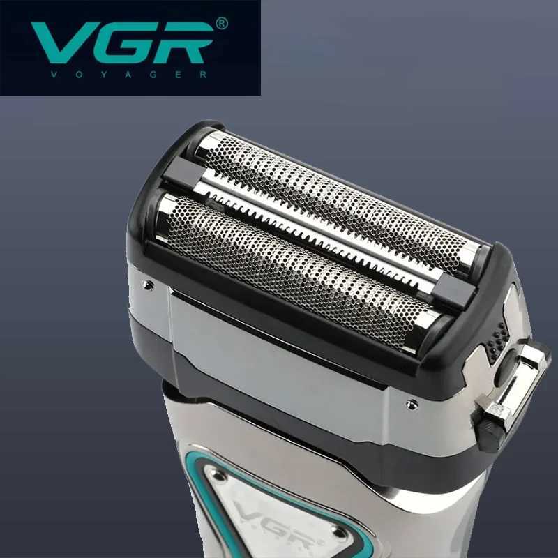 VGR 3D Mens Washable Wet Dry Electric Shaver Rechargeable Face Electric Razor bald Washable Beard Shaving Mane LCD DisplayW250117