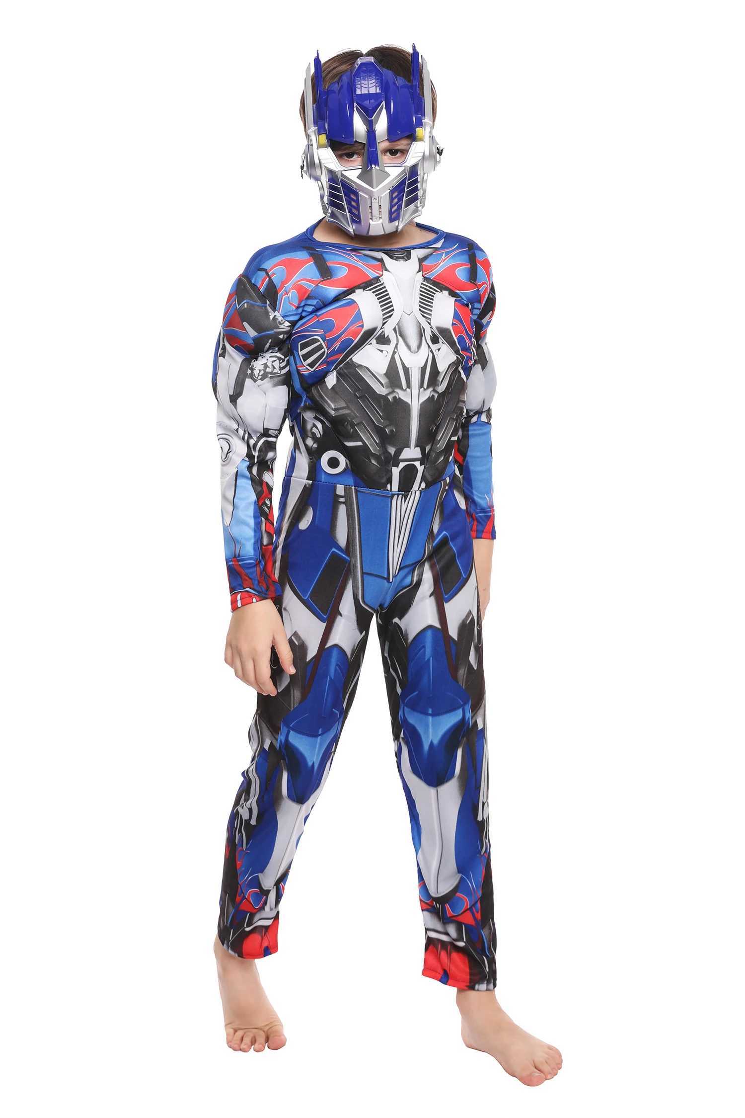 Halloween Purim Children Optimus Muscle Prime Costume Robot Car jumpsuit Boy Superhero Book Week Childrens Fancy Dress W250117