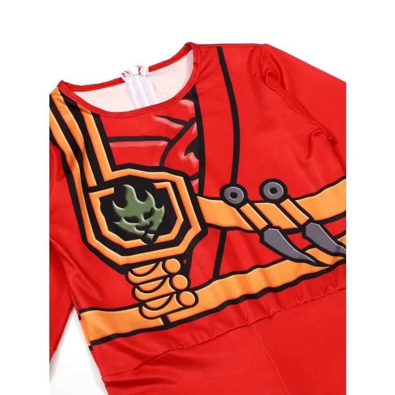 Boys Japanese Ninja Onesie Play Costume Printed Green Cartoon Anime Mask Costume Japanese Samurai Fork Halloween Dress Up Party W250117