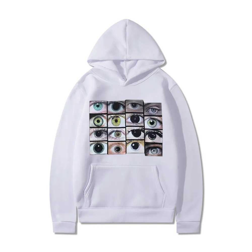 Mens Hip Hop Streetwear Hooded Sweatshirt Eyes Print Y2K Clothing Harajuku Pullover Autumn Winter Fleece Sportswear W250117