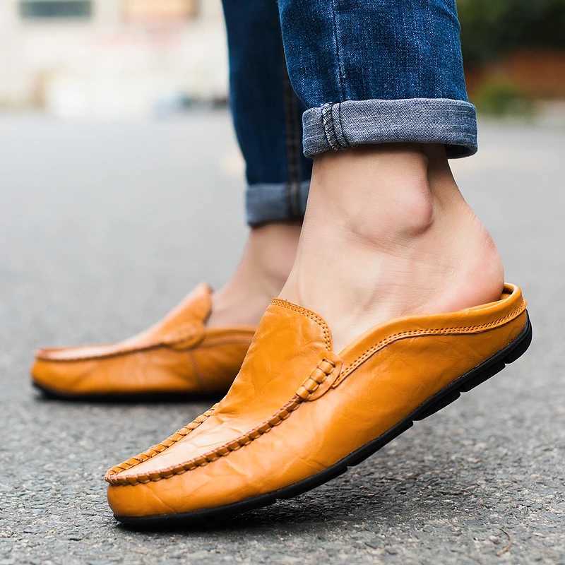 Leather mens shoes Casual luxury mens shoes Mocha shoes Breathable slippery mens boat shoes BDVEXJ250118