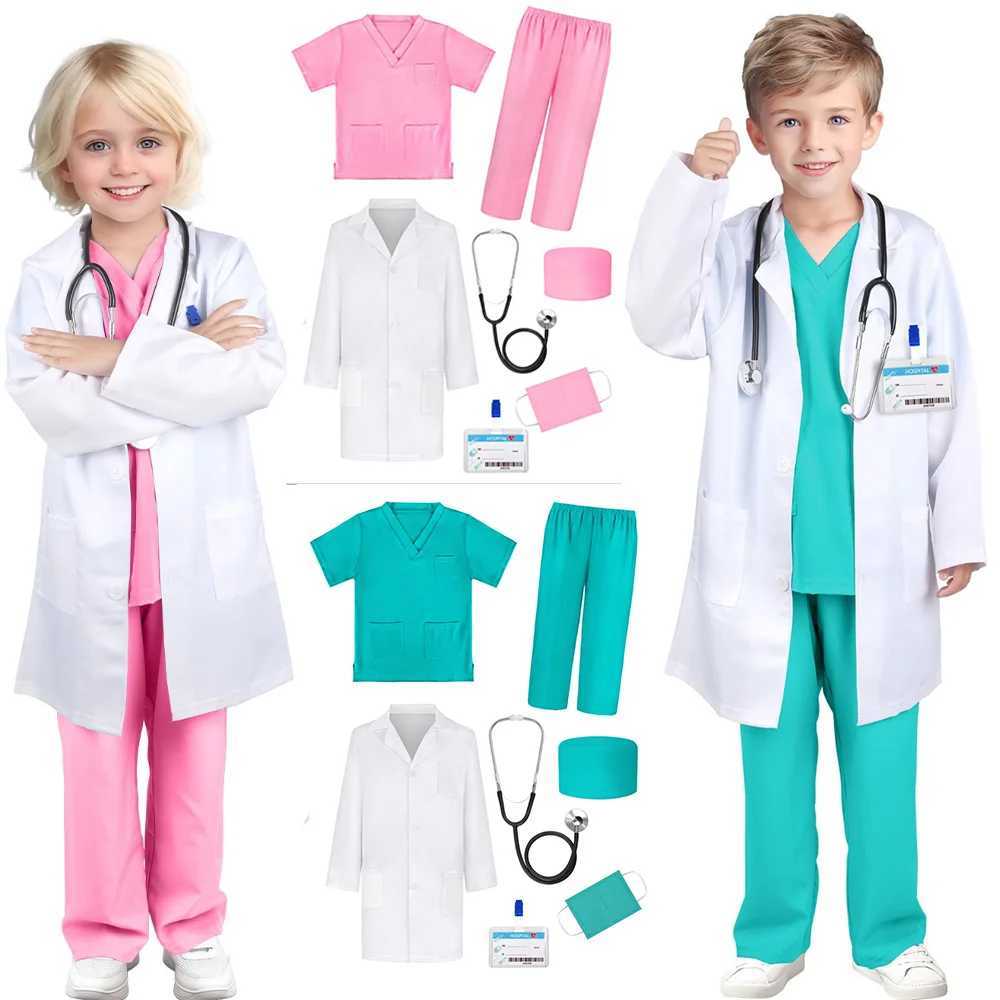 Boy and girl simulation doctor nurse work uniform cross and toy set childrens clothing Christmas role-playing costume party W250117