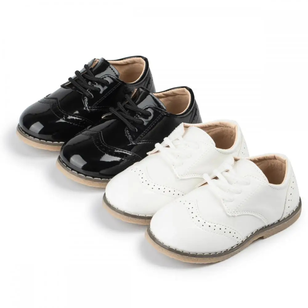 Childrens Leather Shoes AntiSlip Waterproof Casual Boys Girls LaceUp Solid Color Sneakers Young 250117