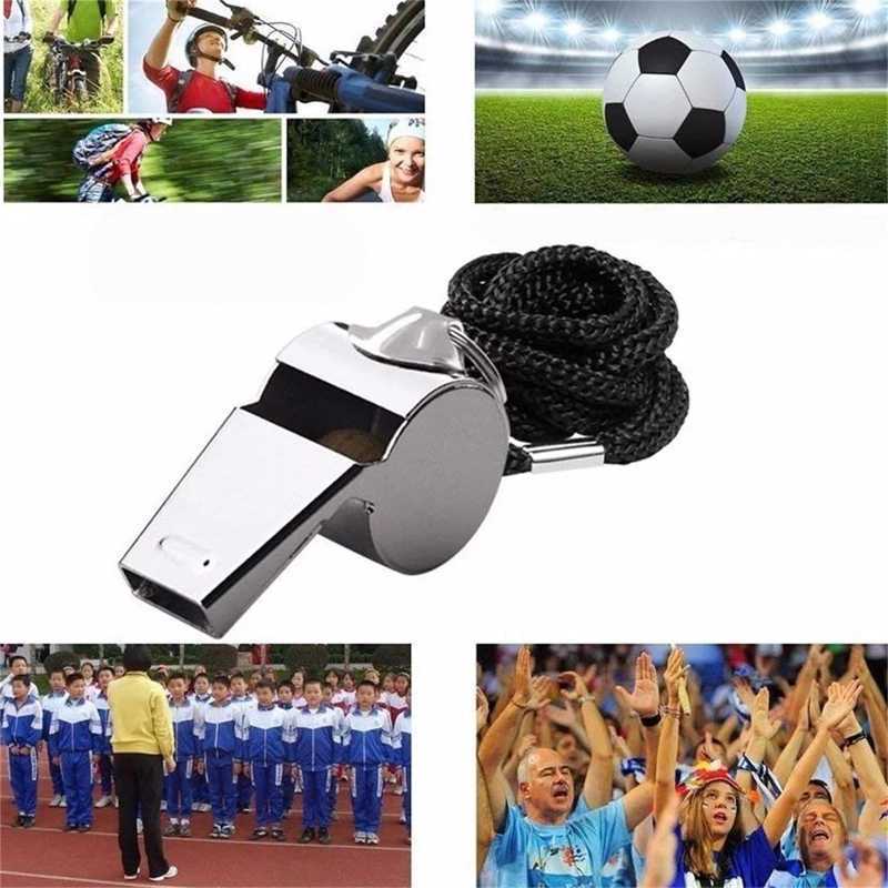 /5/0pcsStainless Steel Whistles Referee Sport Rugby Metal Rope Party Training Soccer Football Basketball Cheerleading ToolW250121