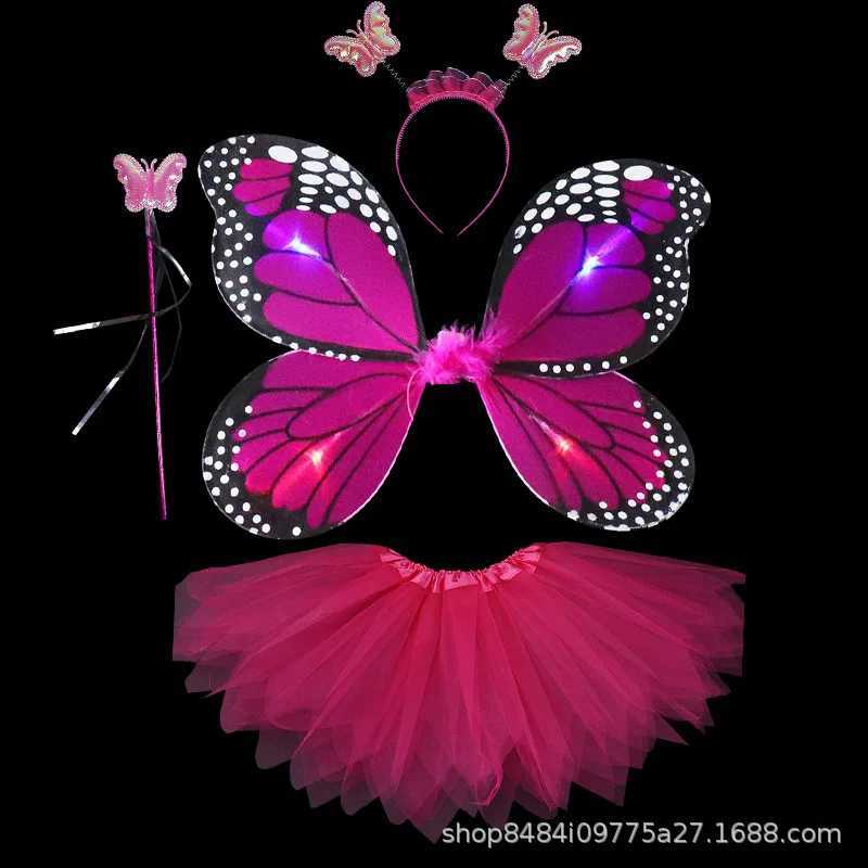 LED Children Costume Props Girls Skirts Angel Luminous Wings Flashing Butterfly Skirt Lights Suit 2-8year Easter Valentines Day W250117