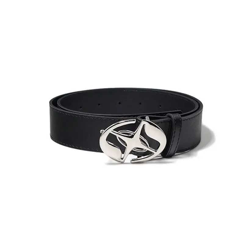 2023 Fashion Metal Star Button Gothic Punk Style Belt For Men Women Casual Style Belt For Daily Wear Jeans For Men Women Belt W250120
