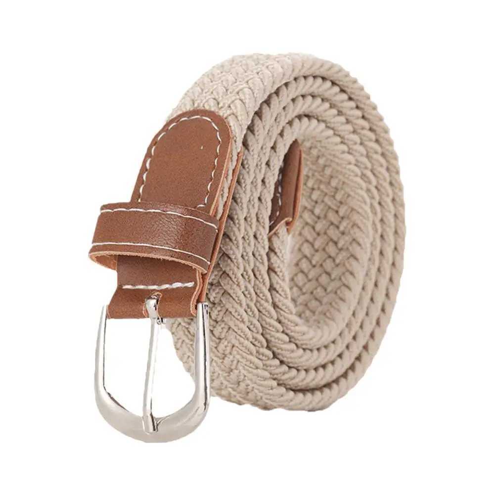 120-130cm Casual Knitted Pin Buckle Men Belt Woven Canvas Elastic Expandable Braided Stretch Belts For Women Jeans Female B K7I5 W250120