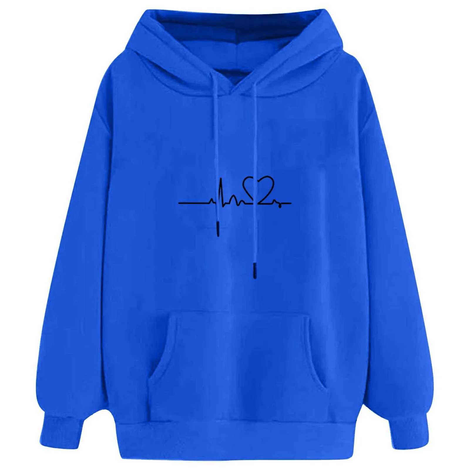 y2k Ins Heartbeat Sketch Printed Womens Hoodie Long Sleeve Casual Daily Wear 2024 Women Hoodies Fall Winter womens sweaters W250117