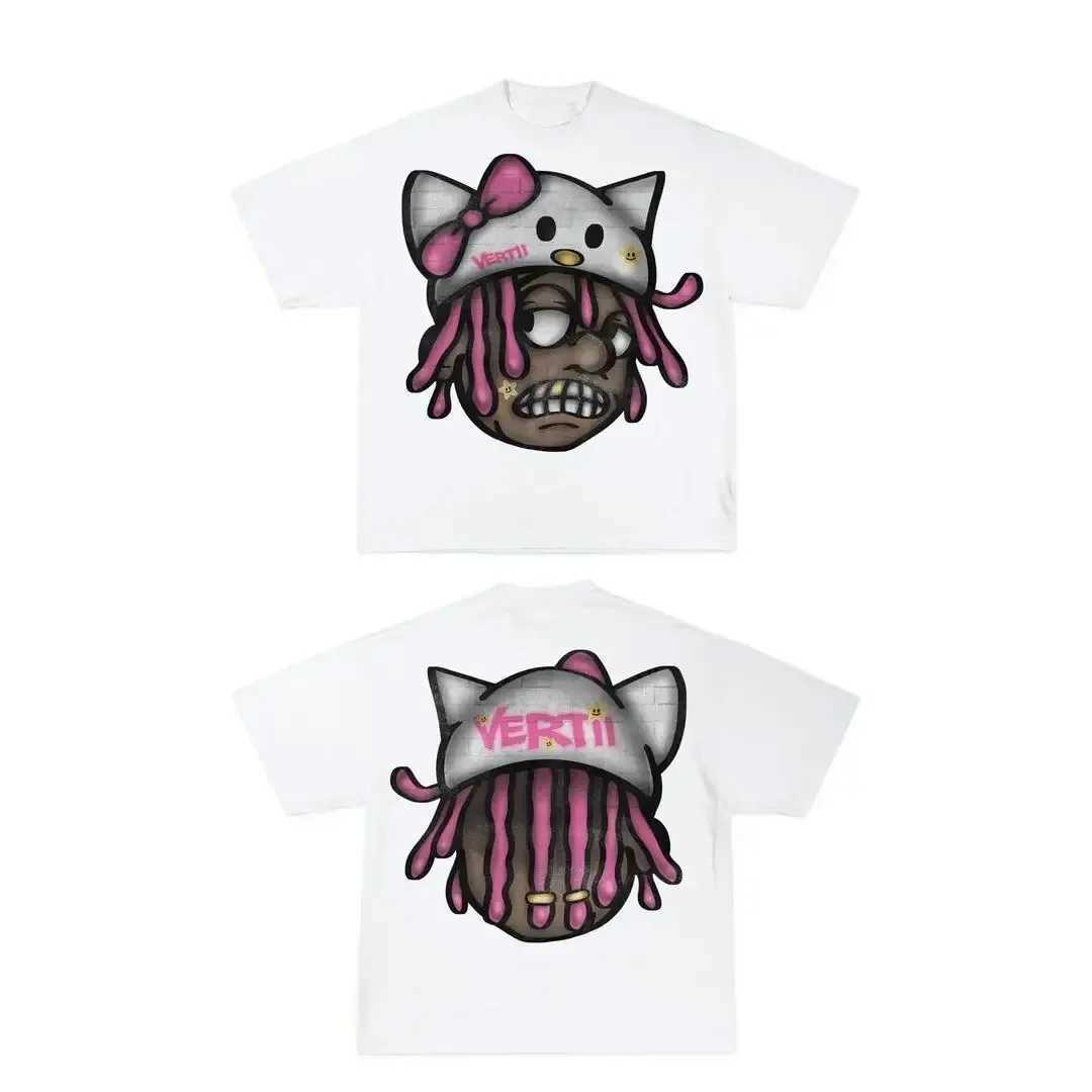 2024 Y2K mens streetwear womens cartoon graphic printed short sleeved Harajuku hip-hop trend new oversized T-shirt W250117