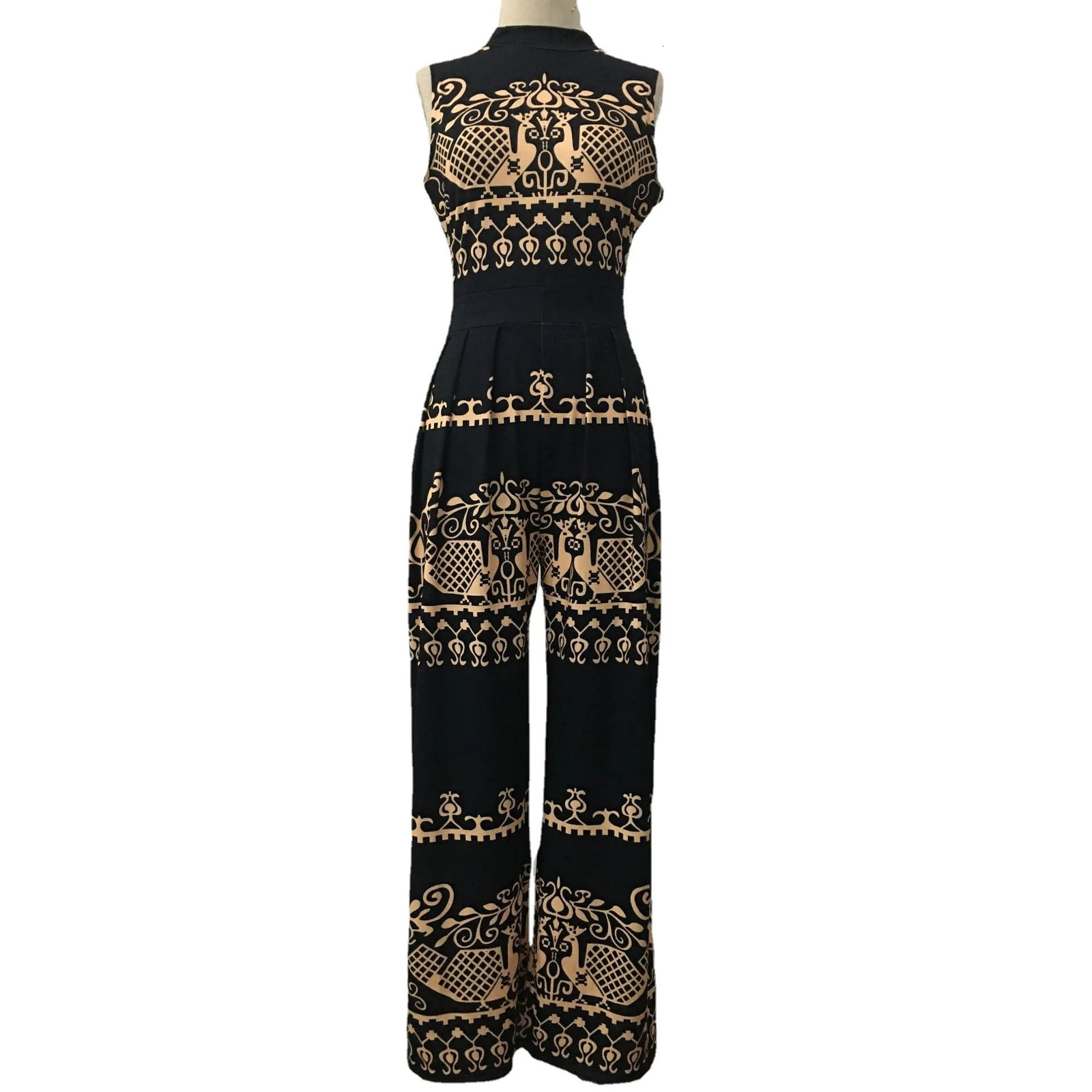 Womens jumpsuit spring collection in Europe and America casual pants slim fit printed sleeveless 250114