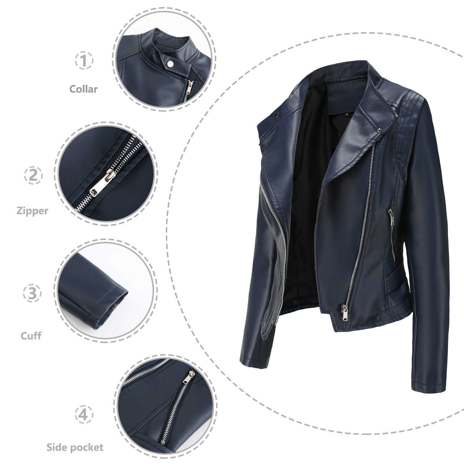 New Pu Lapel Womens Slim Fit Leather Jacket Womens Spring Autumn Thin Long Sleeved Jacket Short Womens Jacket Womens Leather Womens Jacket 241209
