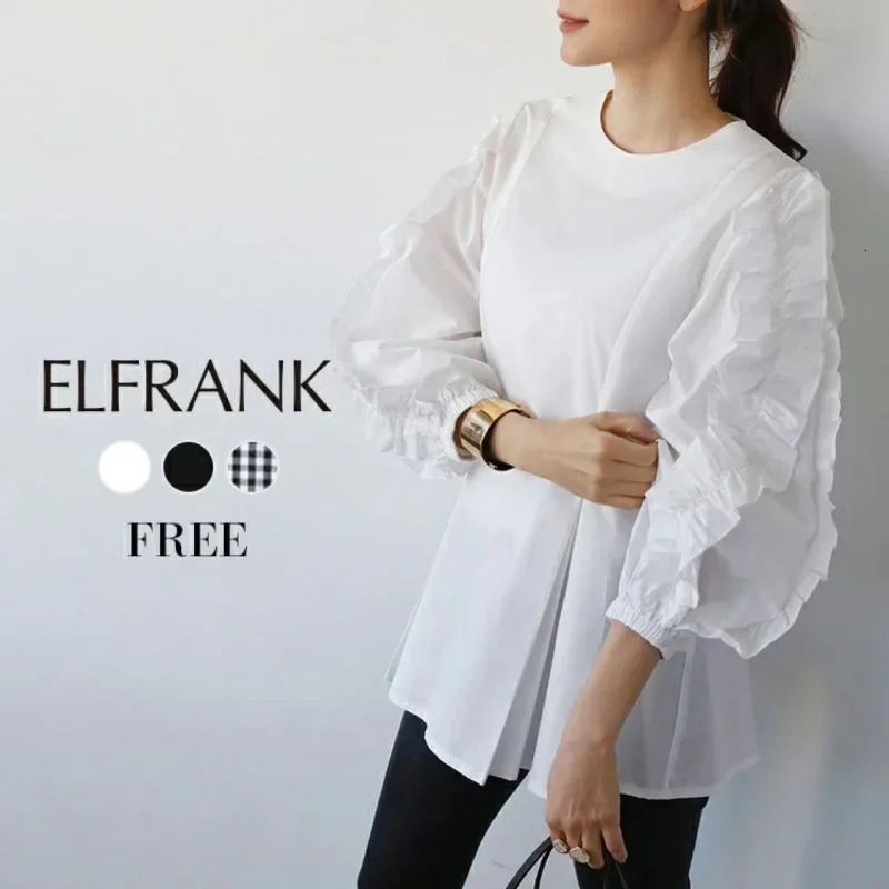 SweetLooseFitPlus Size Round Neck n Sensibility Wood Ear Long Sleeve Shirt Womens Spring Summer CrossBorder Joy 250121