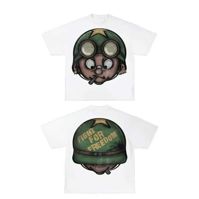 2024 Y2K mens streetwear womens cartoon graphic printed short sleeved Harajuku hip-hop trend new oversized T-shirt W250117
