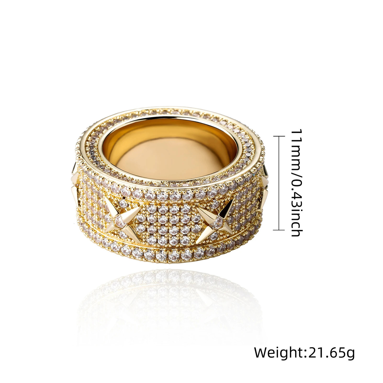 Fashion Iced Out Jewelry Vintage Personalized Four Star Full Zircon Copper Brass Wedding Band Ring Mens Women Hip Hop Rock Rings 250117