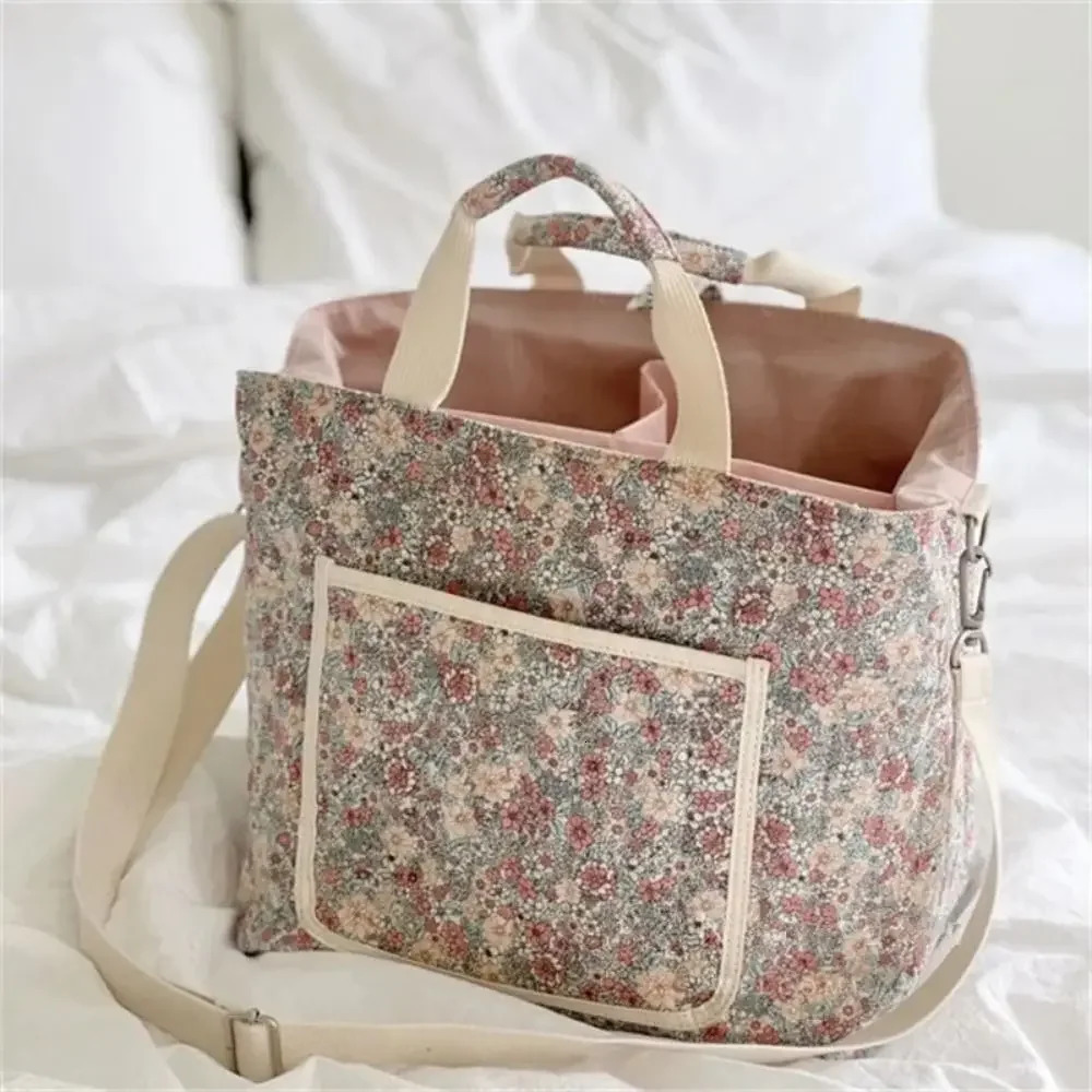 Floral Printing Mummy Baby Bag Large Capacity Cotton Diapers Stroller Lightweight Multifunctional Storage Diaper Bags 250117