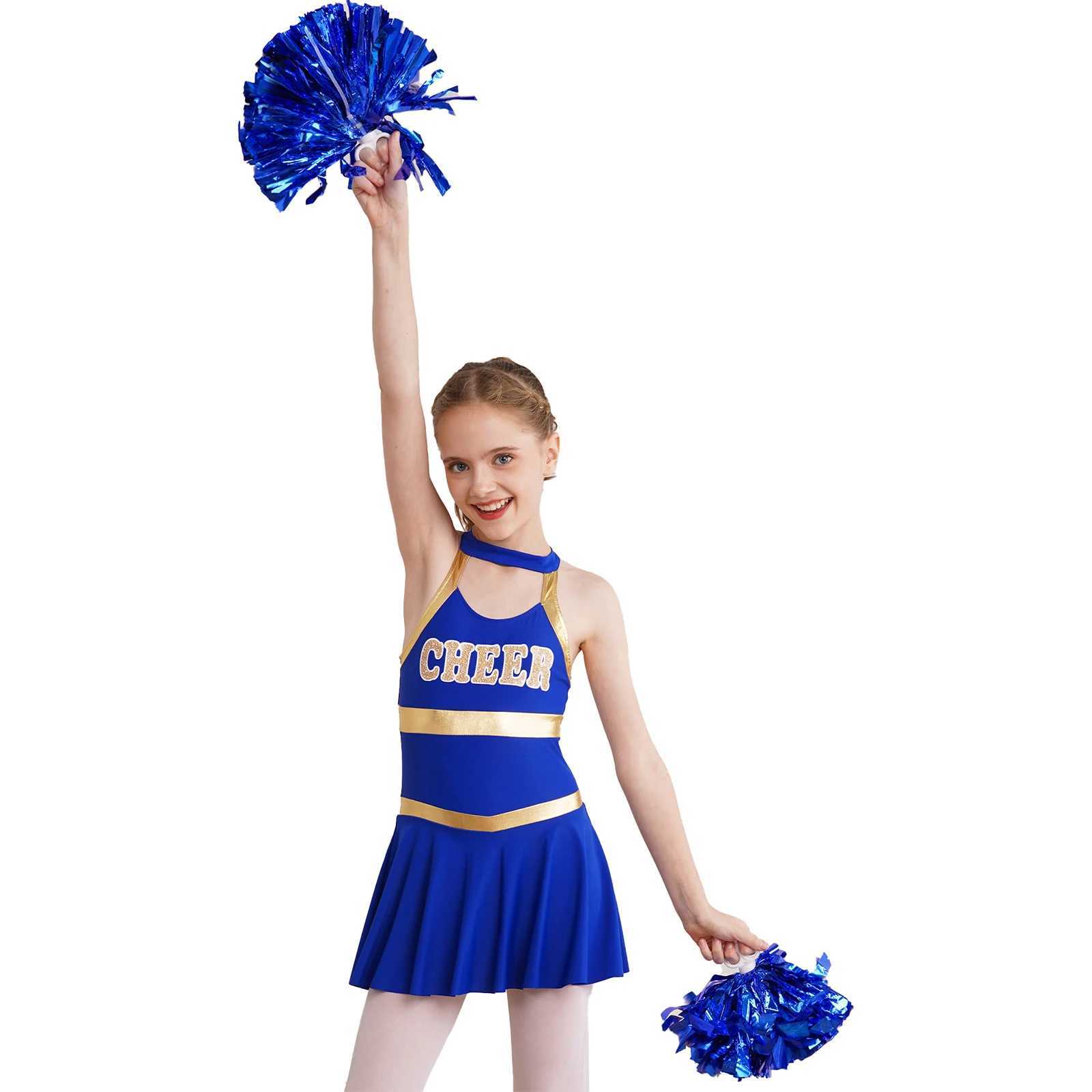 Kids Cheerleading Costume for Girls Cheerleader Uniforms Sets Sleeveless Letters Printed Cheer Dance Dress Cheerlead CostumesW250121
