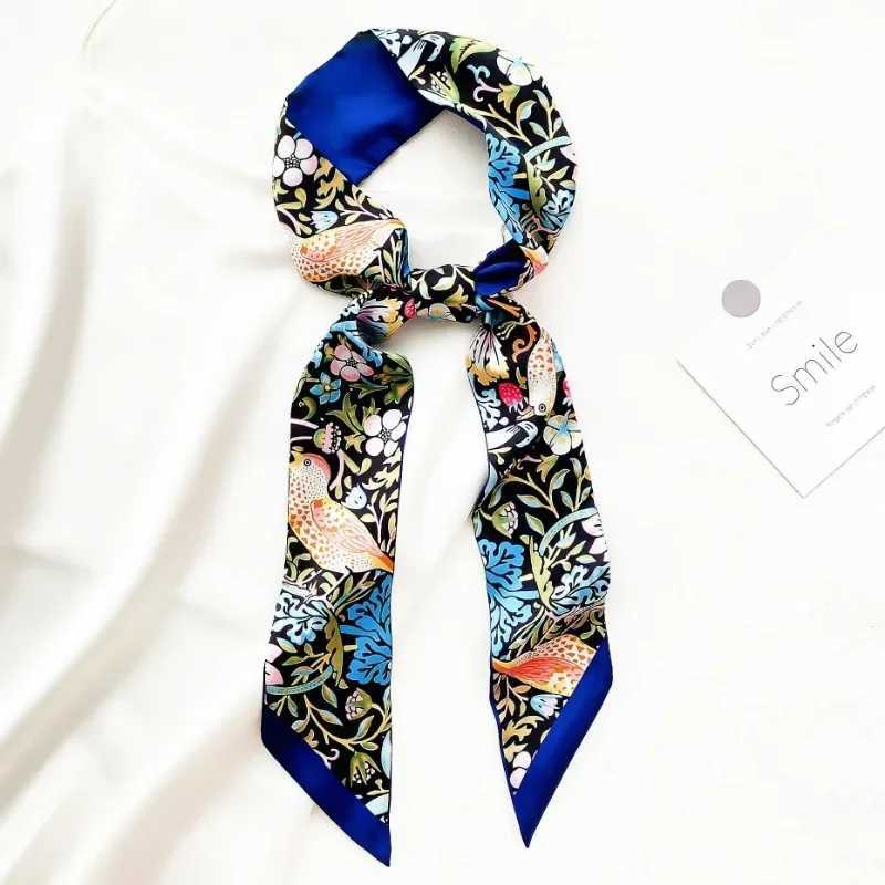 130CM New Korean Version Fresh And Original Style Flower Bird Womens Decoration Ribbon Hair Band Small Scarf Neck Scarf W250118