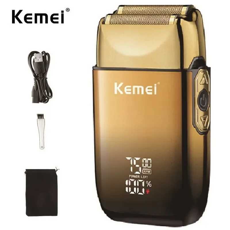Kemei electric bald shaver hair cutting foil shaver LCD display screen cordless mens shaver USB charging beard trimmerW250117