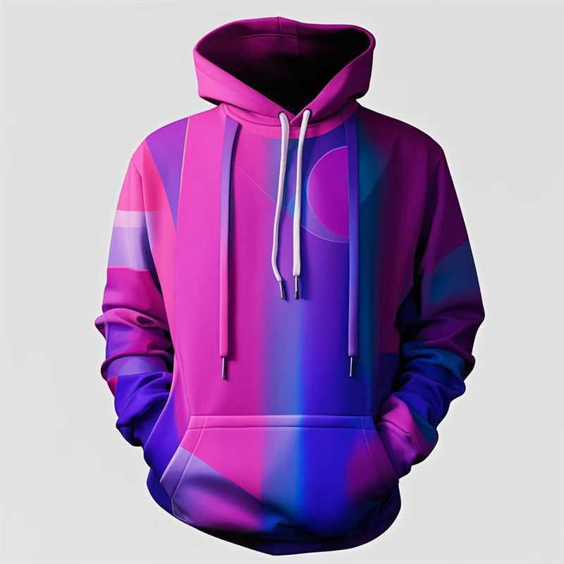 2024 New Fashion 3D Printed Purple Hoodie Mens Y2k Casual Design Hooded Sportshirt Autumn Street Hip Hop Mens Clothing Tops W250117