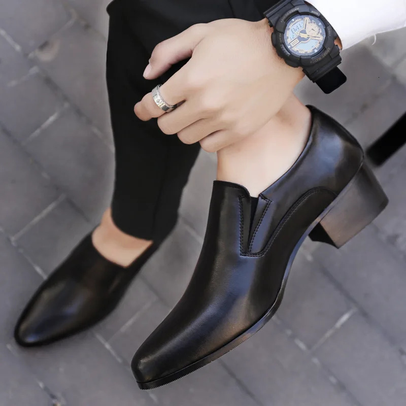 Genuine Leather Handmade Shoes Men Loafers Slip On Business Casual Shoes Classic High Heels Dress Oxford Shoes Male Shoes Flats 250113