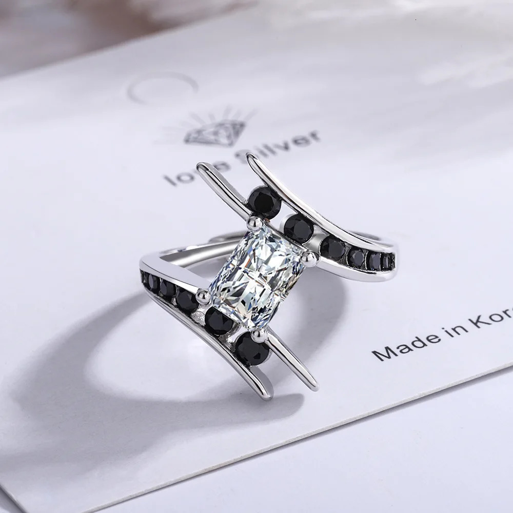 925 Sterling Silver Ring Sparkly Zircon Adjustable Simplicity Fashion Exquisite Women Jewelry Accessories Wedding Party Gift 250121