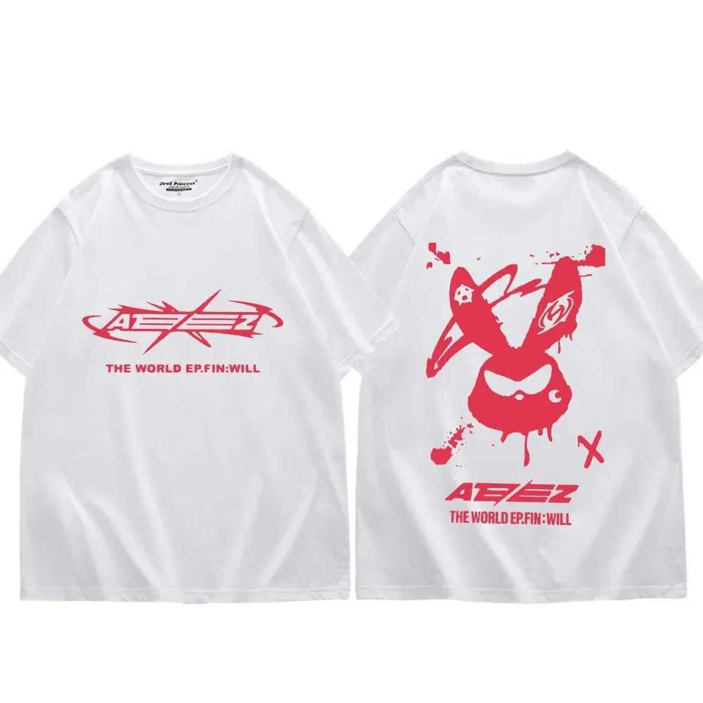 Kpop Ateez The World Ep Fin Will Tour Graphic T Shirts Men Women High Quality Fashion Trend T-shirt Street Y2k Style T-shirts W250117