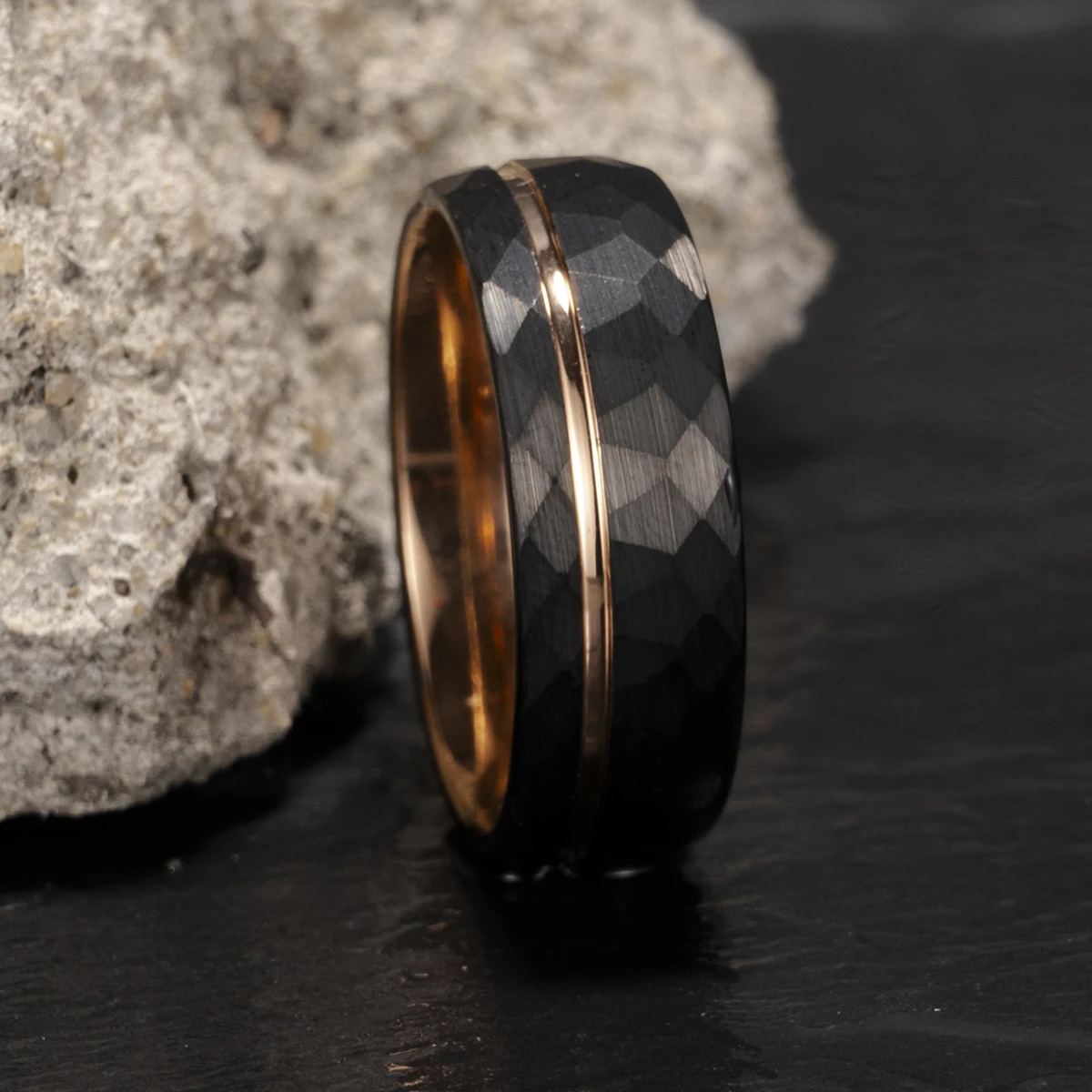Black Tungsten Carbide Ring Couple Wedding Ring 8mm Hammered Comfortable to Wear Anniversary Gift for You 250117