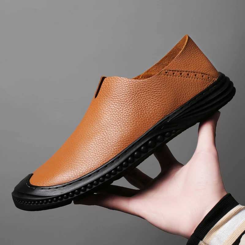Leather Mens Loafers Lightweight Low Top Shoes Casual Mens Boat Shoes Big Size 35-47 Mens Shoes Men Flats Shoes Leisure WalkXJ250118