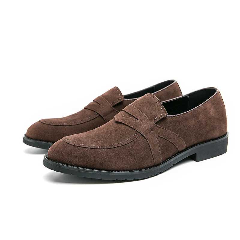 Mens Suede Leather Loafers Fi Soft Mens Shoes Comfortable Driving Shoes Brand Men Casual Footwear Thick BottomXJ250118