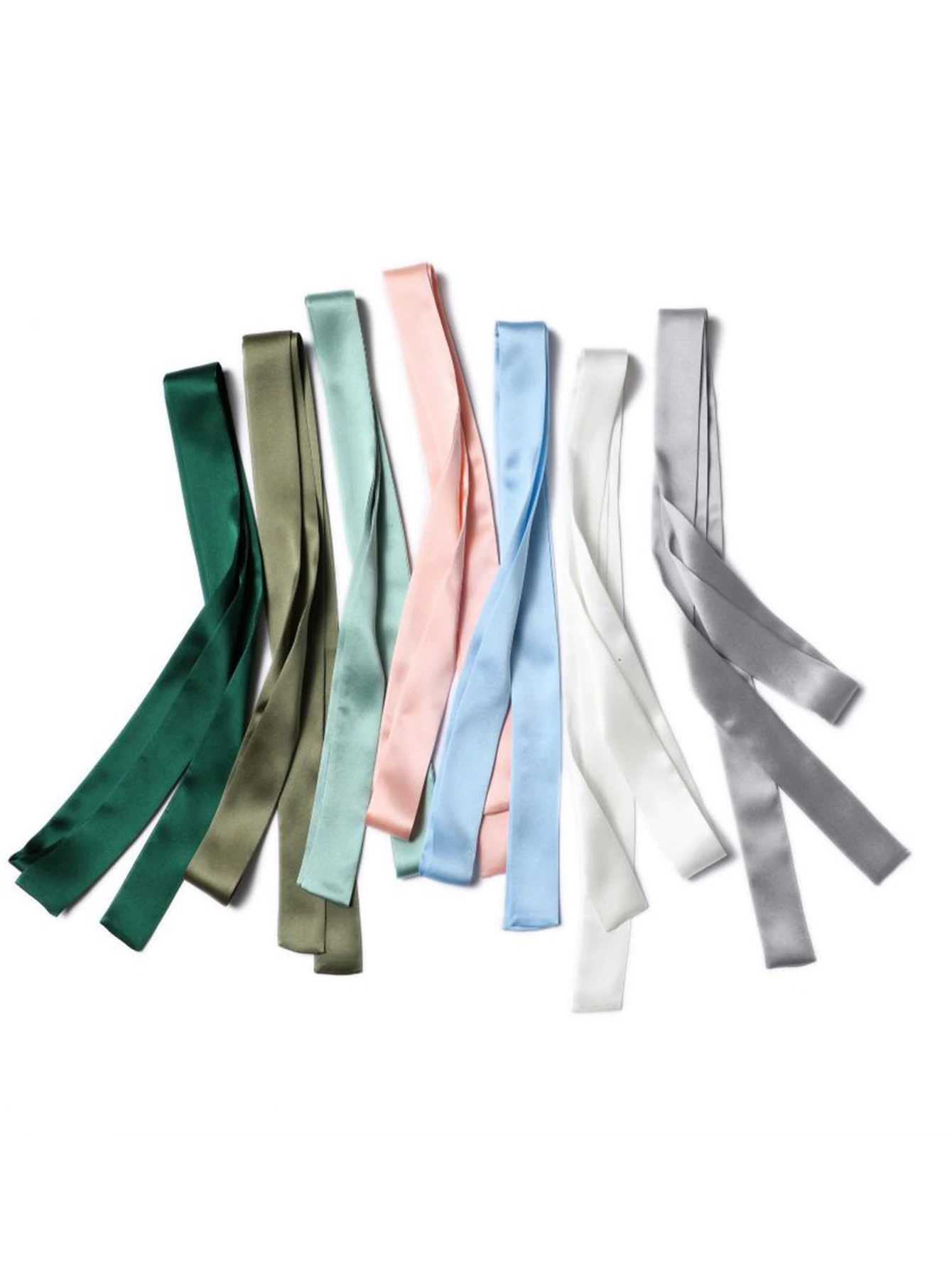 2*160cm Womens Skinny Silk Scarf Long Hair Strip Silk Ribbon Small Neck Scarves Bag Handle Ribbon Scarf Kerchief Ladies Tie W250118