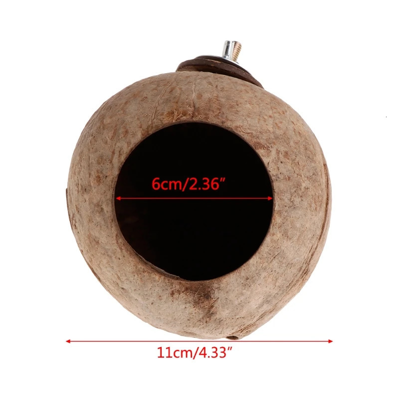 Parrot Nest Natural Coconut Shell House Cage Feeder Parakeet Birds Squirrel Hamster Toys Pet Breed Decoration Supplies B03E 250121
