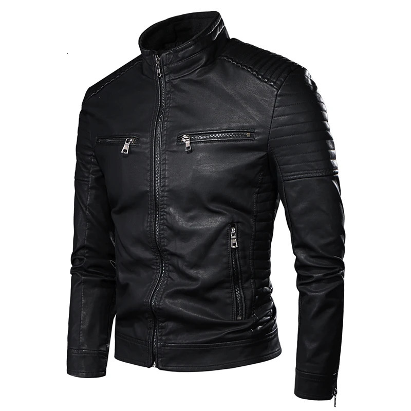 DIMUSI Mens Jacket Fashion Mens Vintage Leather Jackets Casual Men Faux Leather Motorcycle Jackets Biker Zipper Pockets Coats 250120