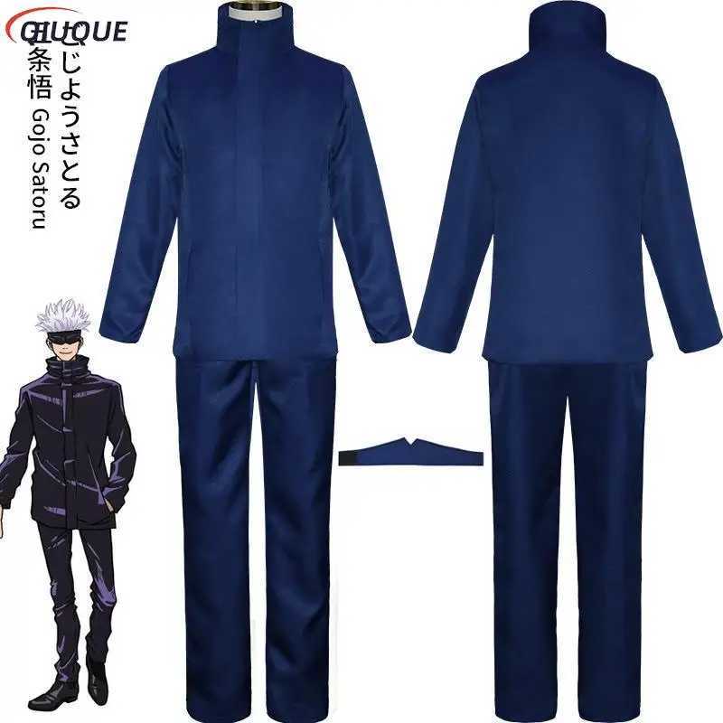 110-3XL Black/Blue Gojo Satoru Cosplay Costume Eyemask Wig Glasses Anime Party Boy Uniform W250117