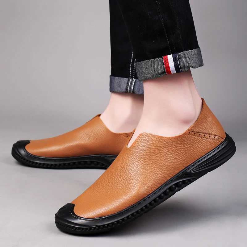 Leather Mens Loafers Lightweight Low Top Shoes Casual Mens Boat Shoes Big Size 35-47 Mens Shoes Men Flats Shoes Leisure WalkXJ250118