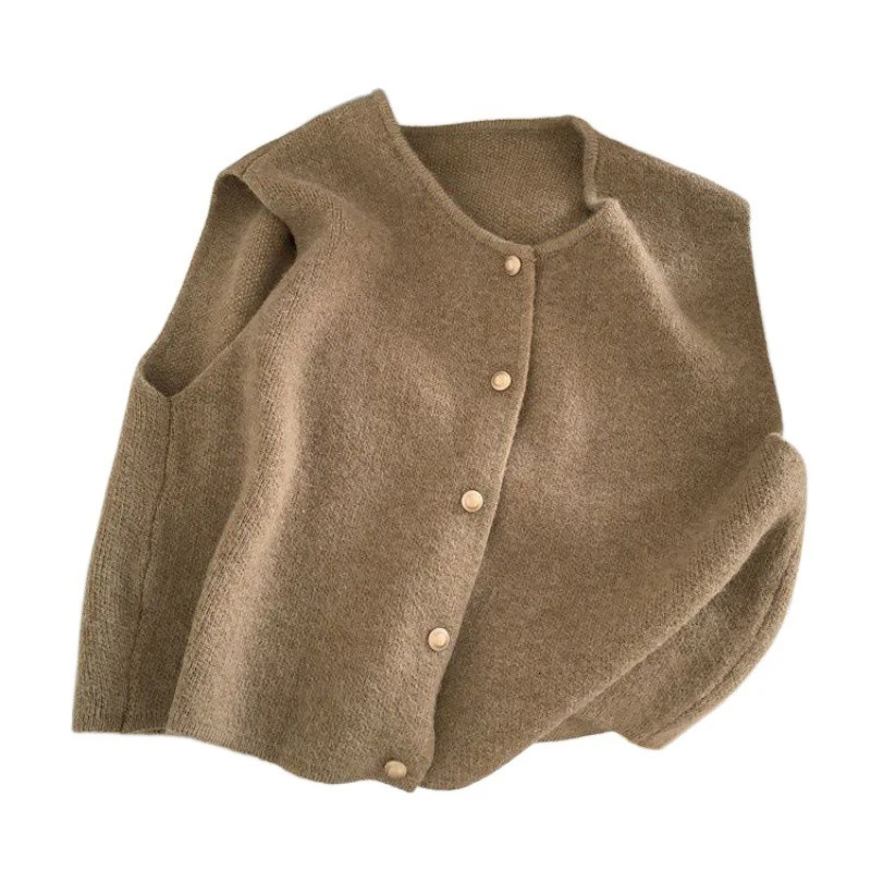 C S Autumn Women Cardigan Korean Elegant Knitted Sleeveless Female Casual Sweater Tanks Slim Fashion Ladies Tops 250109