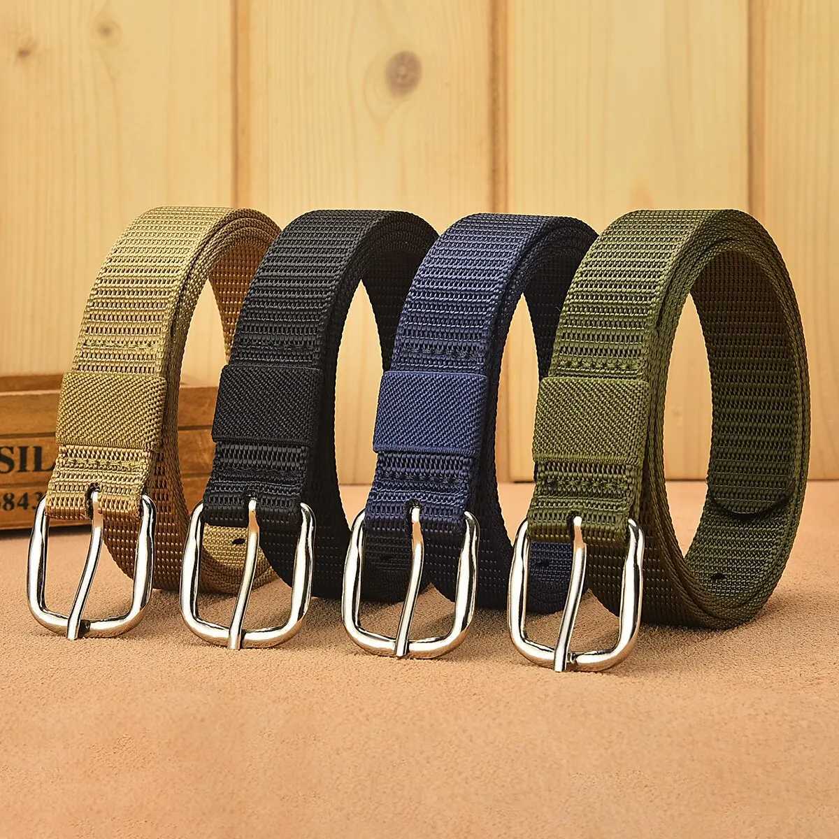 Womens leather belt canvas needle buckle thin waistband outdoor sports and leisure work pants jeans belt mountain climbing belt childrens belt W250120