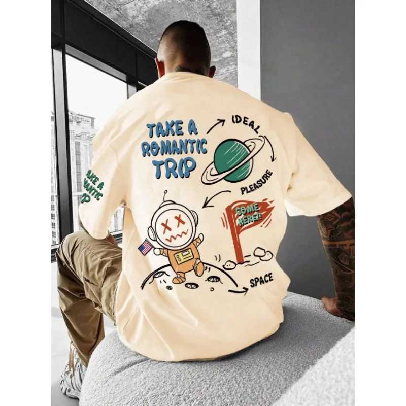 24 New Mens Astronaut Planet 3D Printed Short Sleeved T-shirt Mens High Street T-shirt High-Quality Comfortable Short Top W250117