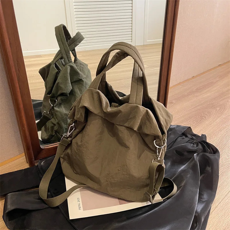 Solid Color Simple Fashionable Leisure All-Match Tote Bag With Large Capacity For School Work And Commute 250122