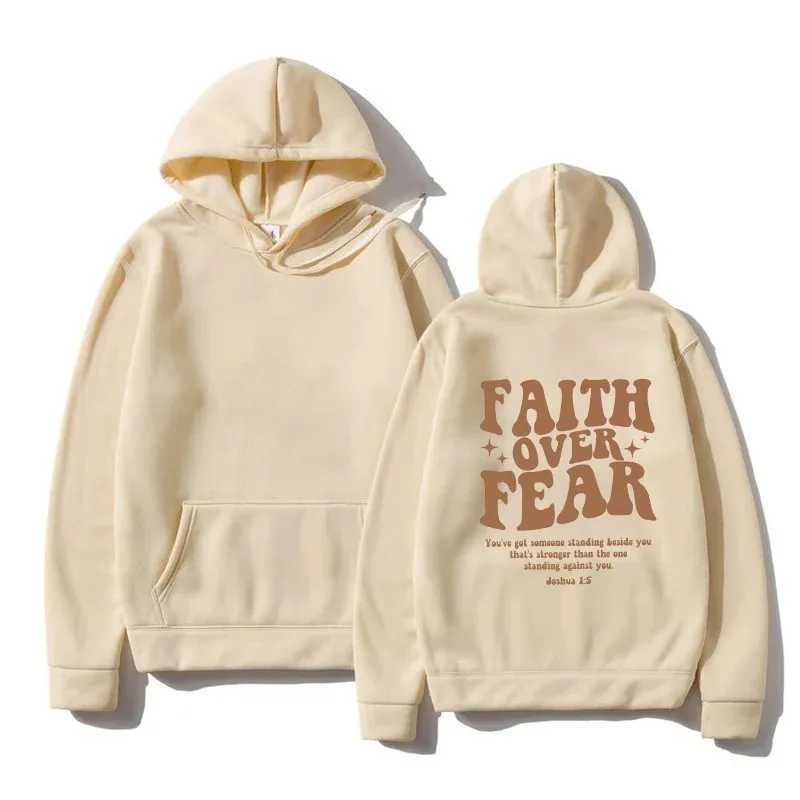 Spring Faith Over Fear Letter Printed Hoodie Casual Oversized Boys and Girls Fashion Dress Y2k Grunge Hoodie Sportswear W250117