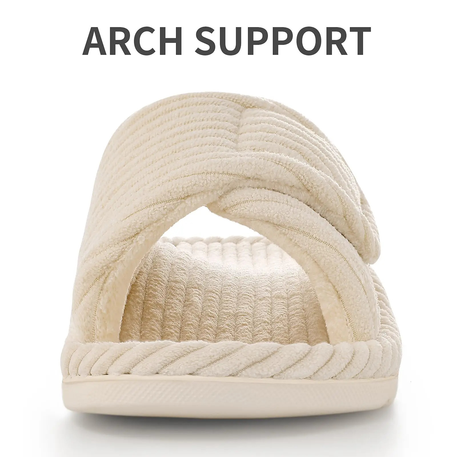 Litfun Women Orthopedic Home Slippers Fashion Open Toes Cozy Fur Flipflops Indoor Flat Slides With Arch Support Cotton 250117