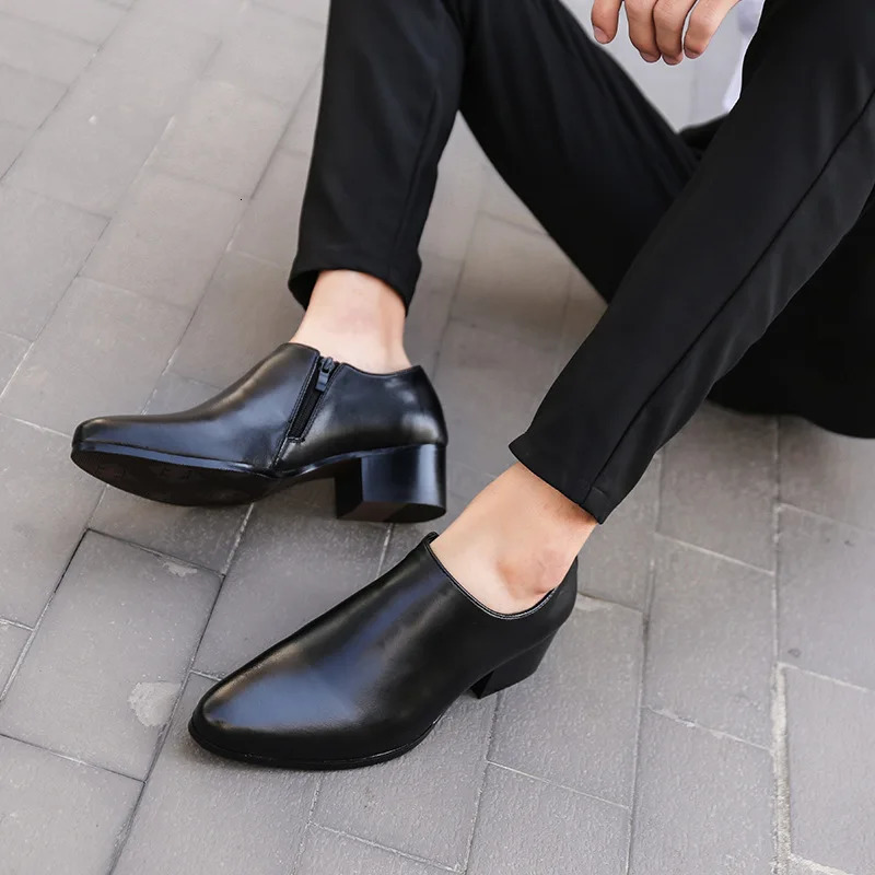 Genuine Leather Handmade Shoes Men Loafers Slip On Business Casual Shoes Classic High Heels Dress Oxford Shoes Male Shoes Flats 250113