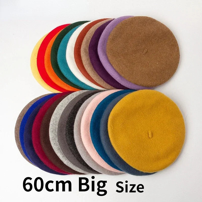 Big Size Wool Beret Women Men Large 60cm White Berets Warm Unisex French Winter Hat Female Painter Cap Chapeau Femme 250120