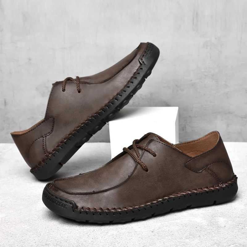 Handmade Casual Mens Leather Shoes Lightweight Leather Casual Shoes Hot Sale Men Loafers Comfy All-mah Driving ShoeXJ250118