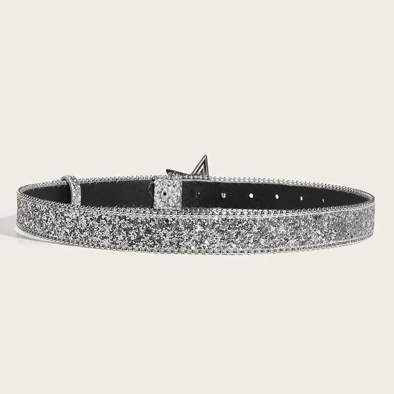Womens Star Buckle Belt Y2k Rhinestone Moon Luxury Bling Sequin Punk Metal Buckle Belt Fashion Waistband Jeans Pants Party Belt W250120