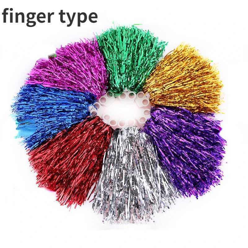 Cheerleading Pom Poms with Handle Cheer Balls Gold Yellow Pink Red Green Blue Hand Dance Pompoms Accessories for Women Girl KidsW250121