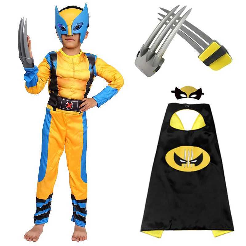 Wolverine Cosplay Costume Superhero Muscle Jumpsuit Bodysuit Claws Cape Suit Wolverine Halloween Party Costume W250117