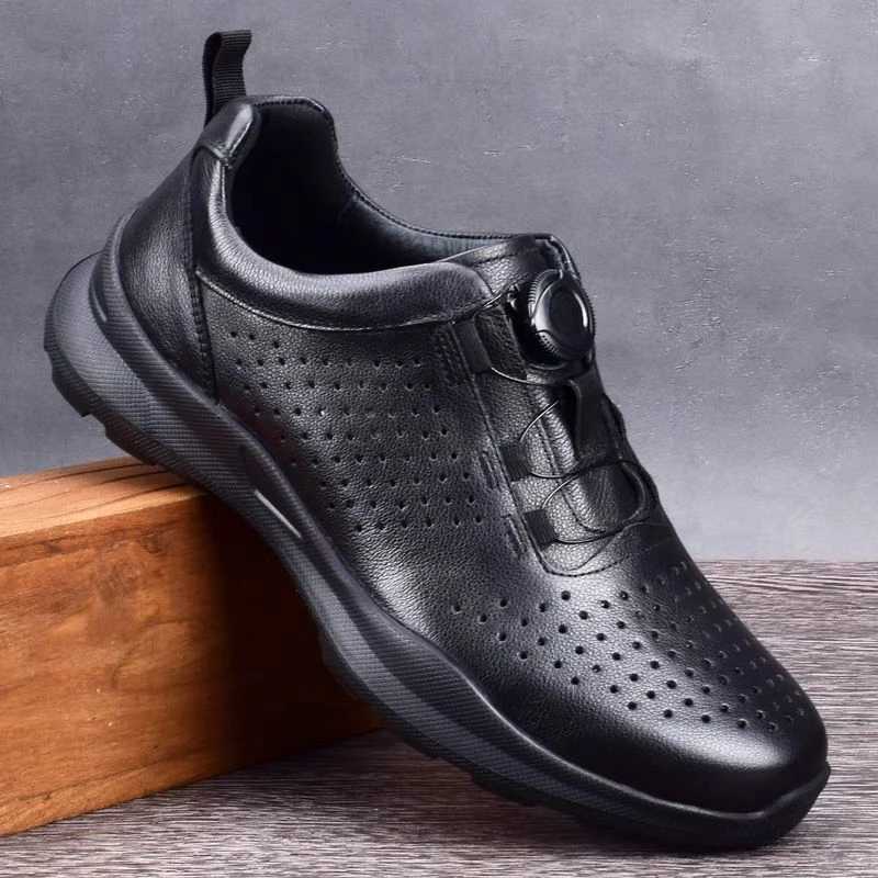 Genuine Leather Shoes Men Rotating Buckle Sneaker Lightweight Running Cowhide Loafers Athletic Jogging Walking Original SportsXJ250118