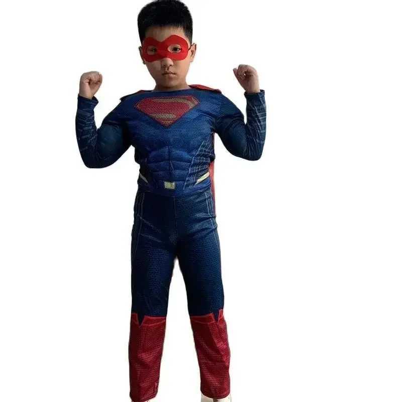 Kids Super Halloween Cosplay Costumes Boys Anime Superhero Party Role Play Dress Up Muscle Suit Children Hero Jumpsuit Outfit W250117